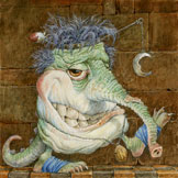 Moon Monster.  Monsters that aren’t scary… in light-hearted realism by children’s illustrator Jim Harris.